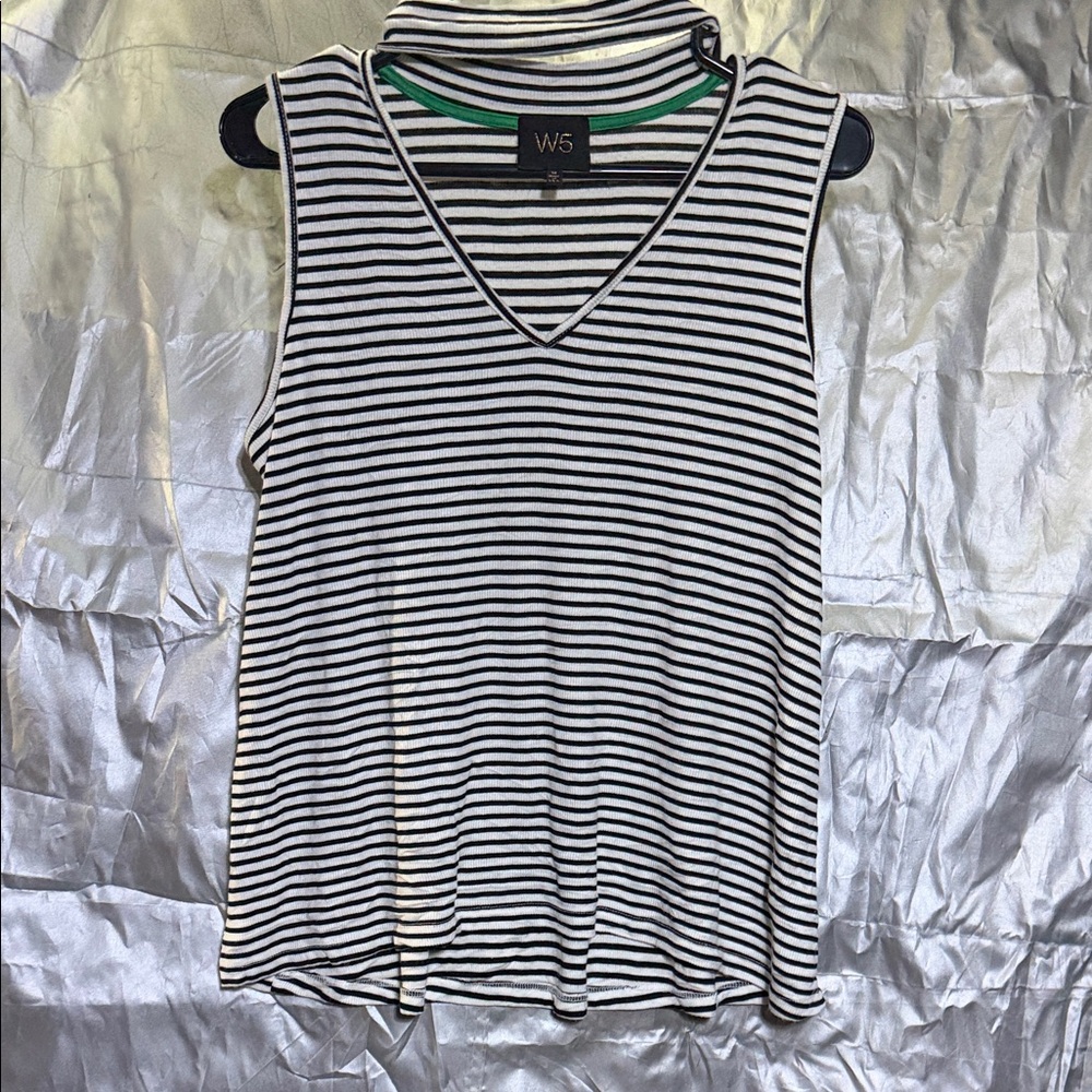 W5 Black and White Striped Tank Top